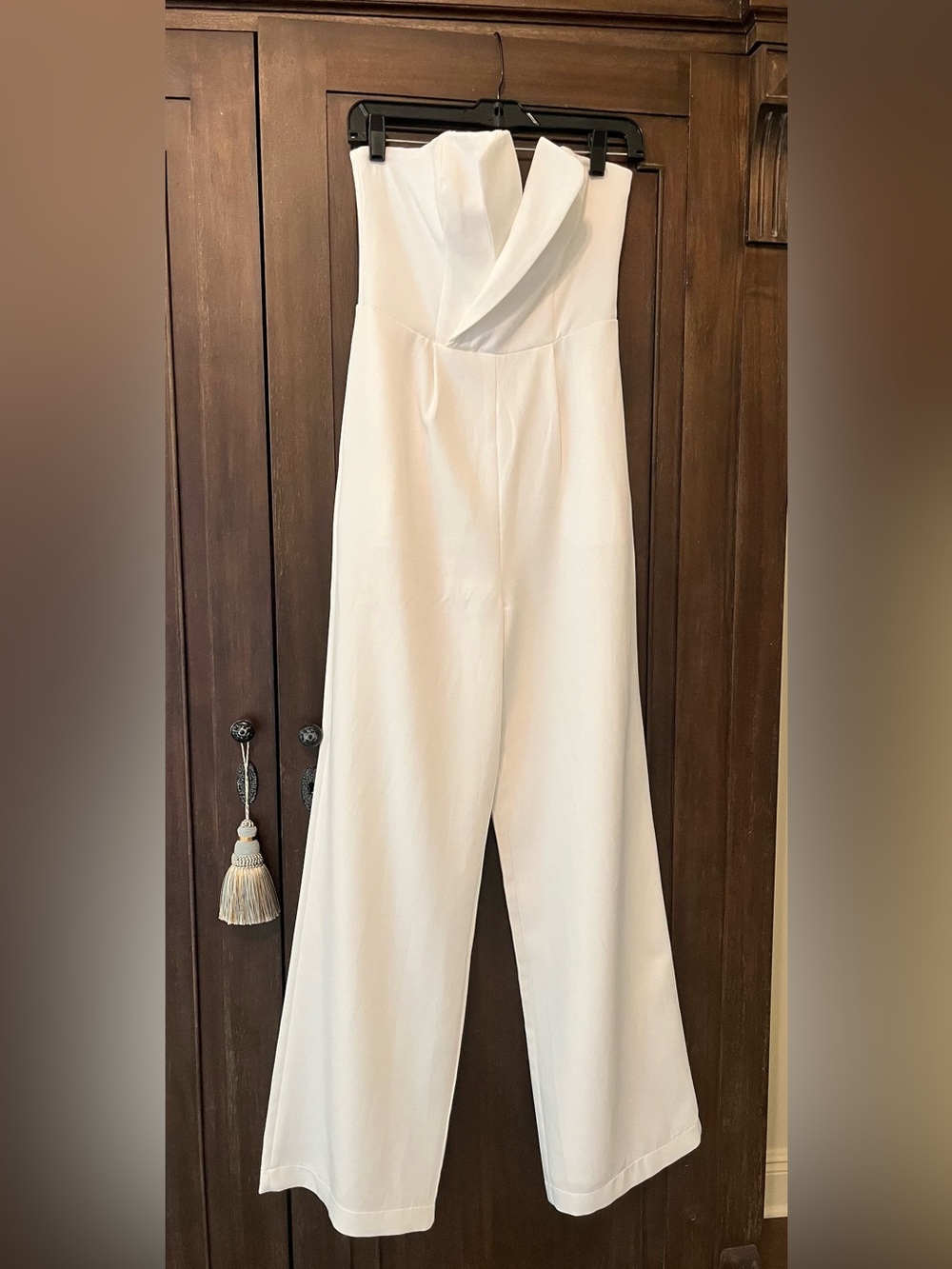 Do + Be Strapless White Wide-Leg Jumpsuit Size Small